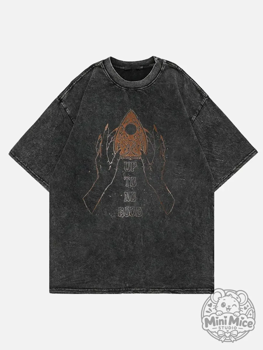 Ouija Board Planchette Up To No Good Washed Graphic T-Shirt
