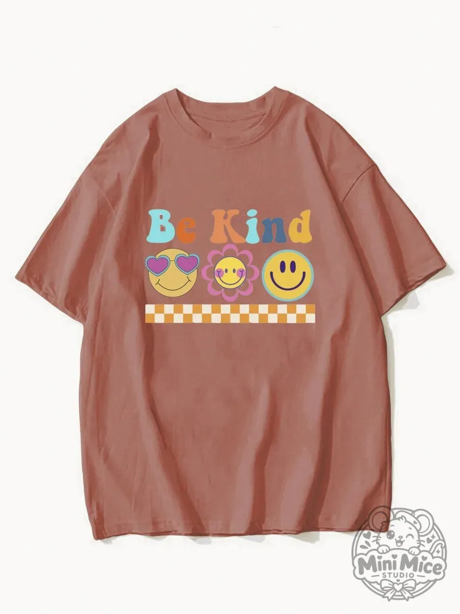 Retro Be Kind Happy Face Emoticon Graphic T-Shirt