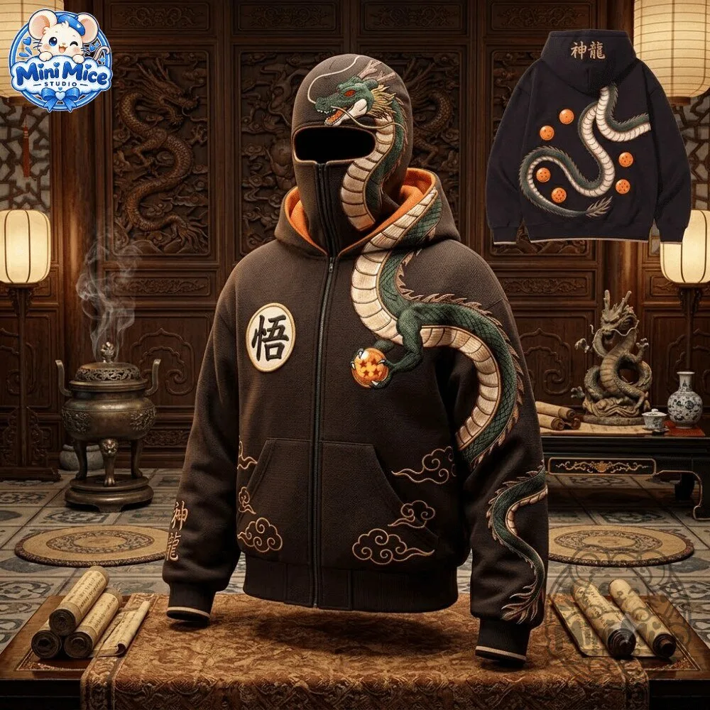 Dragon Ball Shenron Graphic Zip Up Hoodie 2026 Special 7 Dragon Ball Shenron Graphic Zip Up Hoodie 2026 Special